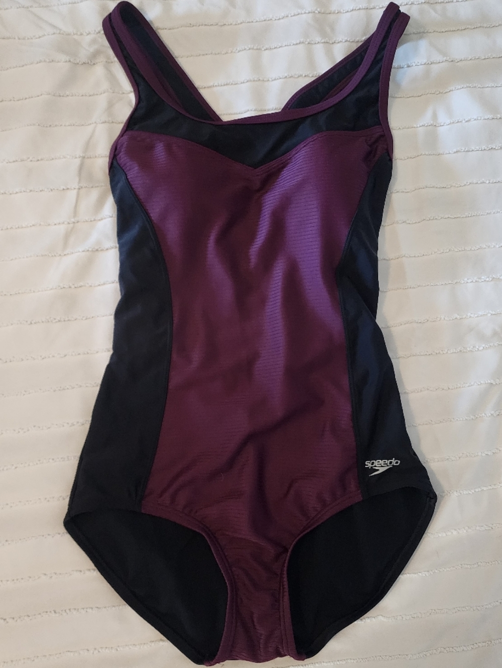 Speedo Plum and Black One-Piece Swimsuit